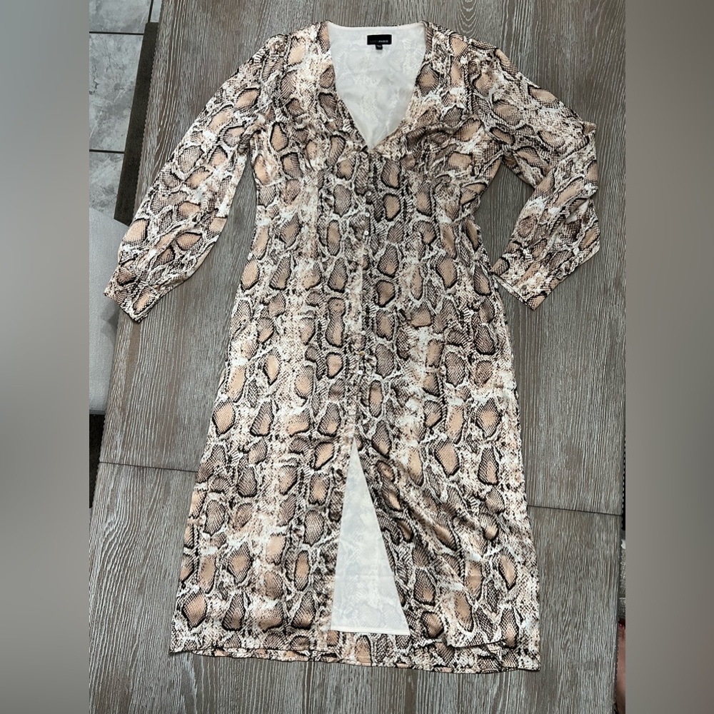 Lucy Paris Snake Print Midi Dress